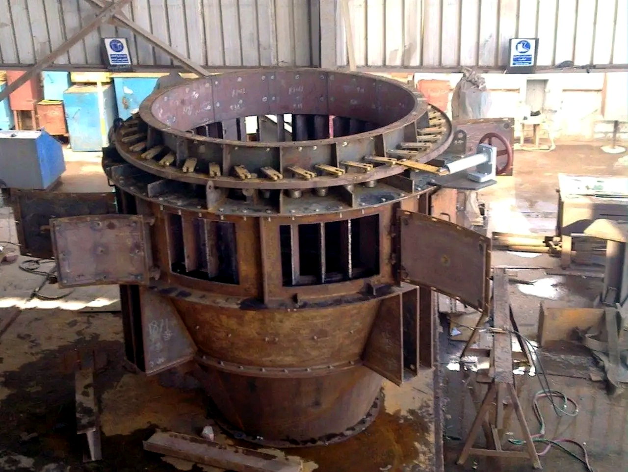 Circular fabricated plate-work component